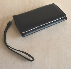 Leather Cell Phone Wallet Case Cover Pouch Flip Holder w/ Strap - Picture 1 of 4