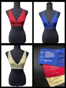 EUC 3 Soma XS Bralette Lace Plunge Bra Lot Red Yellow Blue - Picture 1 of 8
