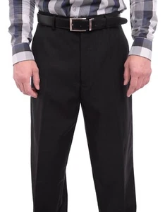 Pantalones de vestir para hombre Ferrecci negros lisos de ajuste regular frontal plano lavables 32W - Imagen 1 de 1