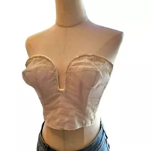 Reggiseno vintage Lilees Giglio di Francia proiettile pizzo trasparente bustier 34-35 bianco avorio - Foto 1 di 16