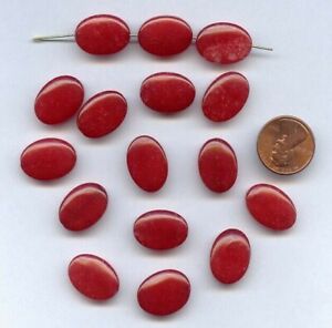 12 VINTAGE GENUINE RED AGATE 18x13mm. OVAL SMOOTH BEADS 4A