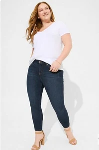 Torrid Denim Jeans Mid Rise Stretch Skinny Ankle 12 Tall Women's Med/ Dark Wash - Picture 1 of 6