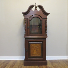 Vintage Antique Wood Grandfather Clock Cabinet w Carved Scene on Bottom Door