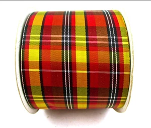 McGinley Mills Plaid Ribbon,#644 Belmont Rust,Polyester,2.5"x25ft. Jo-ann's,USA - Picture 1 of 3