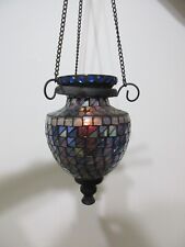 VINTAGE HANGING TEALIGHT/VOTIVE CANDLE CARNIVAL GLASS IRREDESCENT LAMP