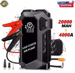 Tire Inflator Air Compressor 4000A Car Jump Starter 12V Car Battery USB Portable - Picture 1 of 7