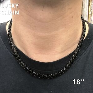 18''-20''14K BLACK GOLD FINISH BLING OUT TENNIS CHOKER NECKLACE 6MM 40g 45g