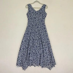 Carole Little Sleeveless 100% Cotton Dress Blue & White Women's Size 4 - Picture 1 of 9