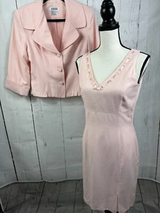 Vintage Newport News Styleworks Two Pieces Set Dress w/Jacket Pink Formal Sz 6 - Picture 1 of 13