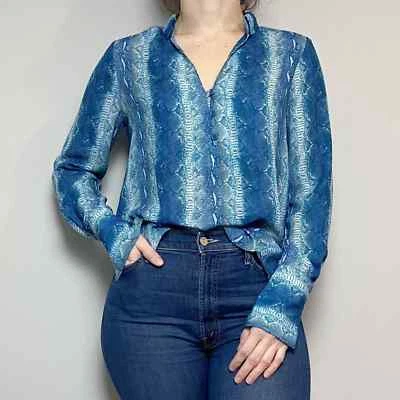 Etcetera WOMEN'S SIZE 0 Blue Snake Printed Blouse - Image 1 of 4