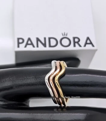Nuevo Anillo Onda Pulido Apilable Oro Marca Pandora 100% Auténtico 163095C00 Foto 1 de 4