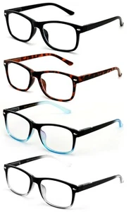 4 Pairs Lightweight Men Women Reading Glasses Rectangular Spring Hinge Readers - Picture 1 of 3