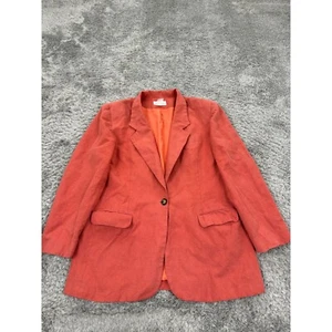 Lands End Jacket Womans 16 Regular Peach Linen Blend Sports Coat Blazer Vtg USA - Picture 1 of 11