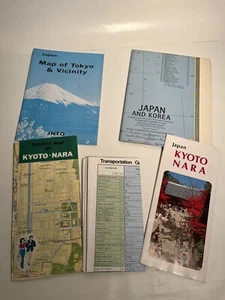 Vntg Japan Map Lot Tokyo Kyoto Nara Korea Brochure Pamphlet 5 Set Papers Travel - Picture 1 of 3