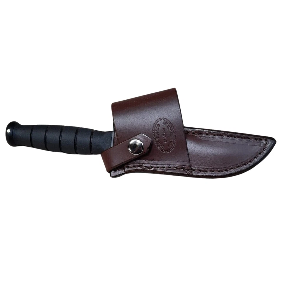 Funda de cuchillo de cuero personalizada que se adapta a un cuchillo de combate Ka bar Marine Shorty  Foto 1 de 4