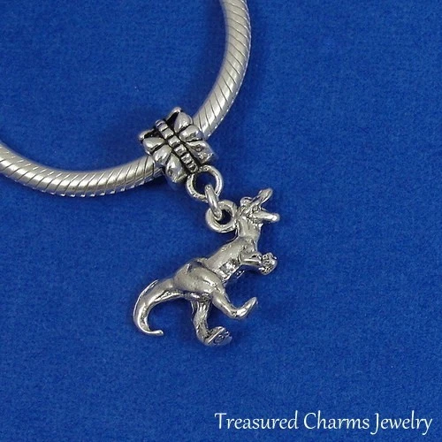 Plata TYRANNOSAURUS T-REX Cuentas Cuelgantes DIJE Dinosaurio se adapta a Pulsera EUROPEA Foto 1 de 1