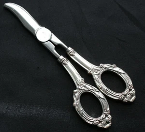 WEB Sterling Handle Floral Scroll Frame Grape Shears - Picture 1 of 5