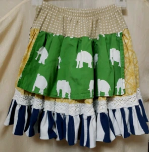 Persnickety Twirl Skirt Girls 5 Years Ruffles & Lace Multi Print Elastic Waist - Picture 1 of 6
