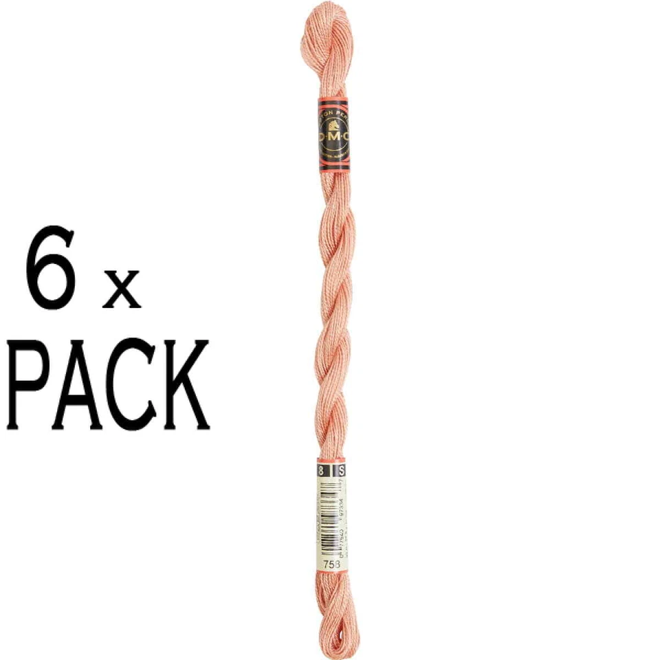 6x DMC Perlgarn Stärke 8, 25 m, 115AR/8-758, VPE - Bild 1 von 1