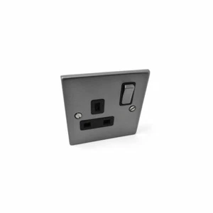Brushed Stainless Steel Single Socket M2 13a 1 Gang Switch For Static Caravan - Picture 1 of 7
