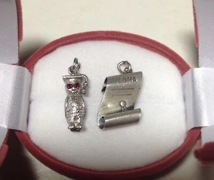 Vintage BEAU Sterling Silver Diploma & Wise Owl Bracelet Charms-Graduation - Picture 1 of 8