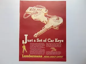 1948 LUMBERMENS GEGENSEITIG CASUALTY COMPANY Set Autoschlüssel Vintage Kunstdruck Anzeige - Bild 1 von 1