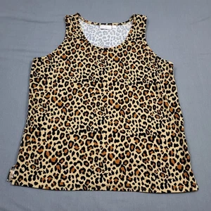 Blusa Belle Kim Gravel donna più 1x pullover senza maniche stampa ghepardo beige - Foto 1 di 11