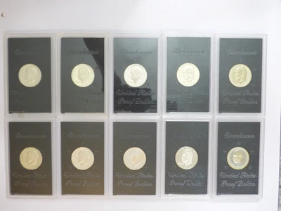 10 COIN LOT - 1971-74 Eisenhower 40% Silver Proof Dollars In OGP - No BROWN BOX - Image 1 of 4