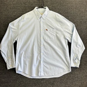 Abercrombie & Fitch Solid Button Shirt Mens Long Sleeve XL Blue Flesh Moose Icon - Picture 1 of 9
