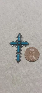 Glocke Handelsposten Vintage Kreuz Anhänger mit Türkis - Bild 1 von 2