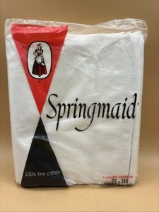 Vintage Springmaid Luxury Muslin Double Bed Size Flat Sheet White Cotton 90x108 - Picture 1 of 7