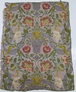 Antike französische Blumen Seide Brokat Textil Panel 79x62cm  - Bild 1 von 12