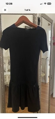 Vestido Chanel para mujer negro mezcla de lana Italia mangas cortas  Foto 1 de 3