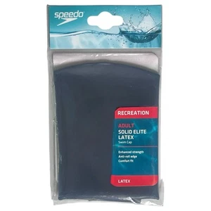 NUEVO Gorro de Natación Speedo Adulto Recreación Sólido Elite Látex Borde Antivuelco Negro - Imagen 1 de 2