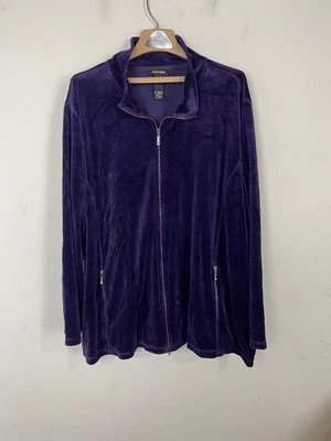 Avenue Womens Plus 30/32 Purple Velvet Jewel Tone Fall Fairy Velour Cozy Casual - Image 1 of 4