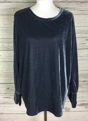 Top túnica elástica manga larga terciopelo gris para mujer Ava & Viv talla grande 1X Foto 1 de 4