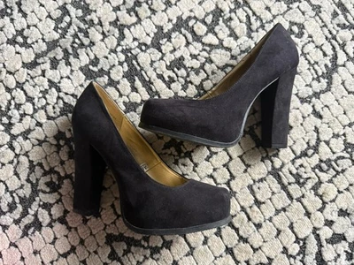 Mossimo Supply Co Fabiola Black Faux Suede Platform Block Heel Pumps Women’s 6.5 - Image 1 of 4