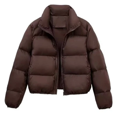 Jaqueta de lapela cor sólida casaco acolchoado à prova de vento com colarinho de suporte para - Imagem 1 de 2