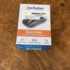 Manhattan Success Wireless Optical Mouse - USB, Three Buttons with Scroll Wheel, - Picture 1 of 9