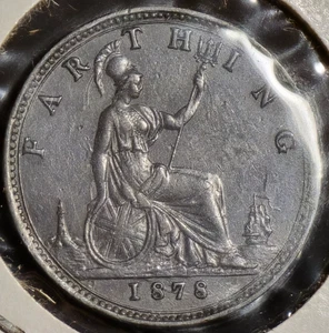 1878 Farthing - Victoria UK Bronze Coin - GEM UNCIRCULATED CONDITION! BEAUTY! - Picture 1 of 2