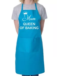 Mum Queen of Baking Novelty Cooking Bakers Ladies Apron Mothers Day - Picture 1 of 11