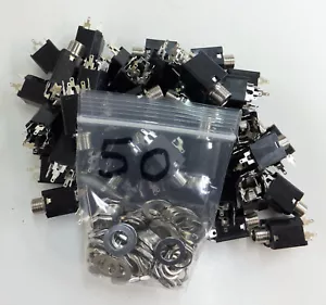 *NEW* (50 EA) SWITCHCRAFT 114BPC-1/4" TRS JACKS W/SHUNT COMPLETE WITH HARDWARE - Picture 1 of 3