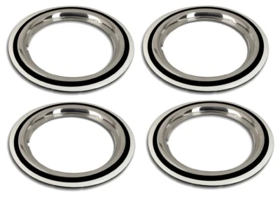 4x Felgenringe + Schwarz Weißwandringe 14" passend für Opel Corsa A Kadett Manta - Bild 1 von 4