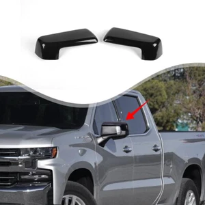 Rear View Mirror Cap Cover Trim For 2019-2023 Chevy Silverado 1500 Gloss Black - Picture 1 of 6