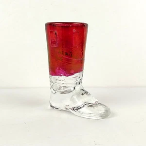 Antique Cranberry Glass Cowboy Boot Toothpick Holder - Signed Christmas 1903 - Picture 1 of 5