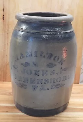 Antique Stoneware Salt Glaze 10" Crock Hamilton Jones Cobalt Stencil 1800-1899 - Image 1 of 4