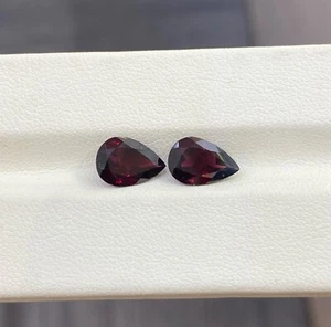 3.80 ct Best Grade Deep Purple Red / Natural Rhodolite Garnet - Pear 2pcs Video - Picture 1 of 2