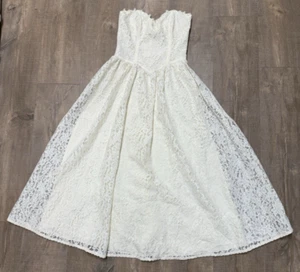 Gunne Sax Jessica McClintock trägerloses formelles elfenbeinfarbenes Kleid Größe 7 - Bild 1 von 10