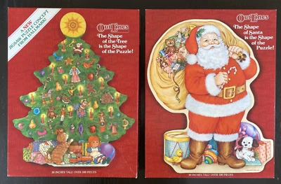 2 Vtg Springbok Hallmark Outlines Christmas TREE/SANTA-SHAPED JIGSAW PUZZLE 500+ - Image 1 of 4