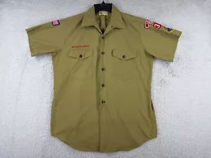 VINTAGE Boy Scouts of America Shirt Adult Medium Green US Made Official La Mesa - Picture 1 of 14